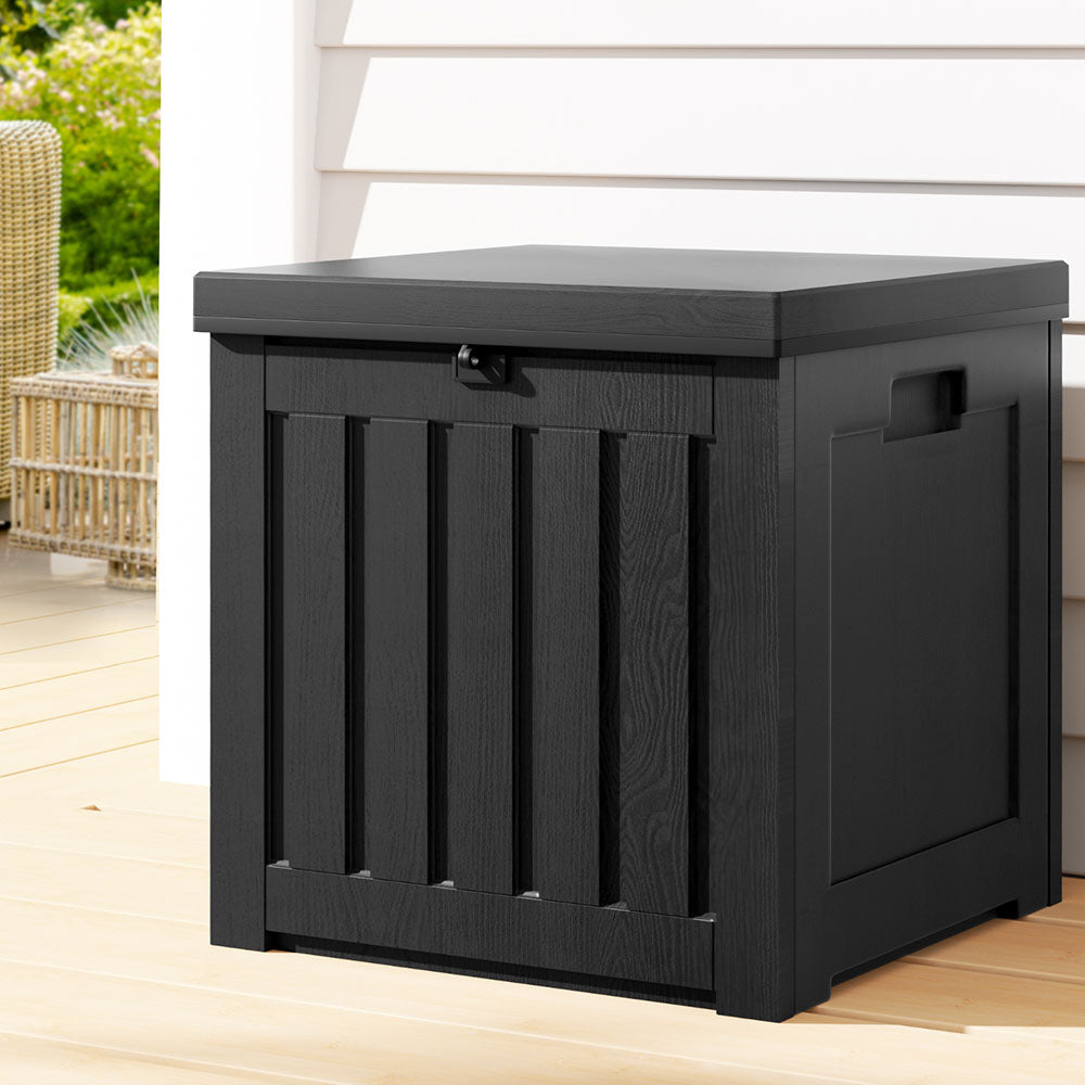 Gardeon 80L Outdoor Storage Box Lockable Black Garden Shed