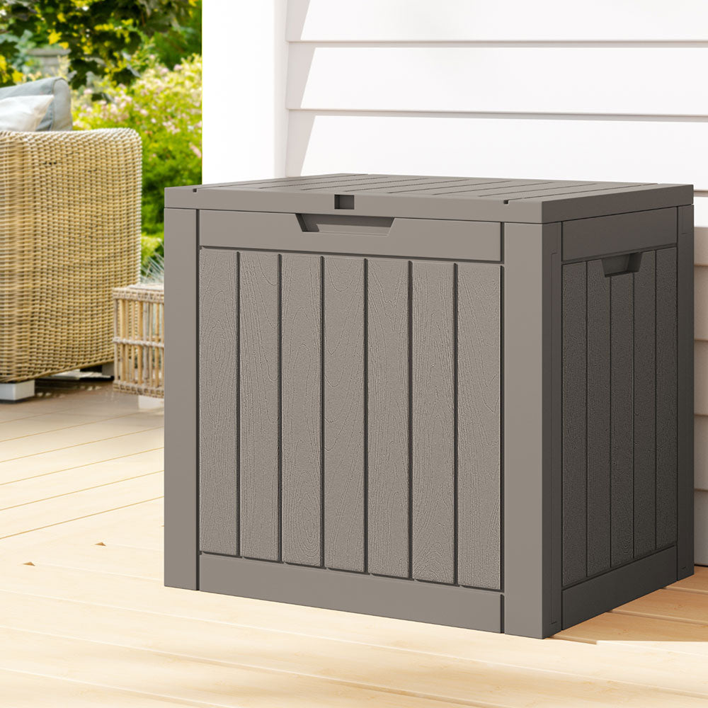 Gardeon Outdoor Storage Box 118L Lockable Garden Shed Grey