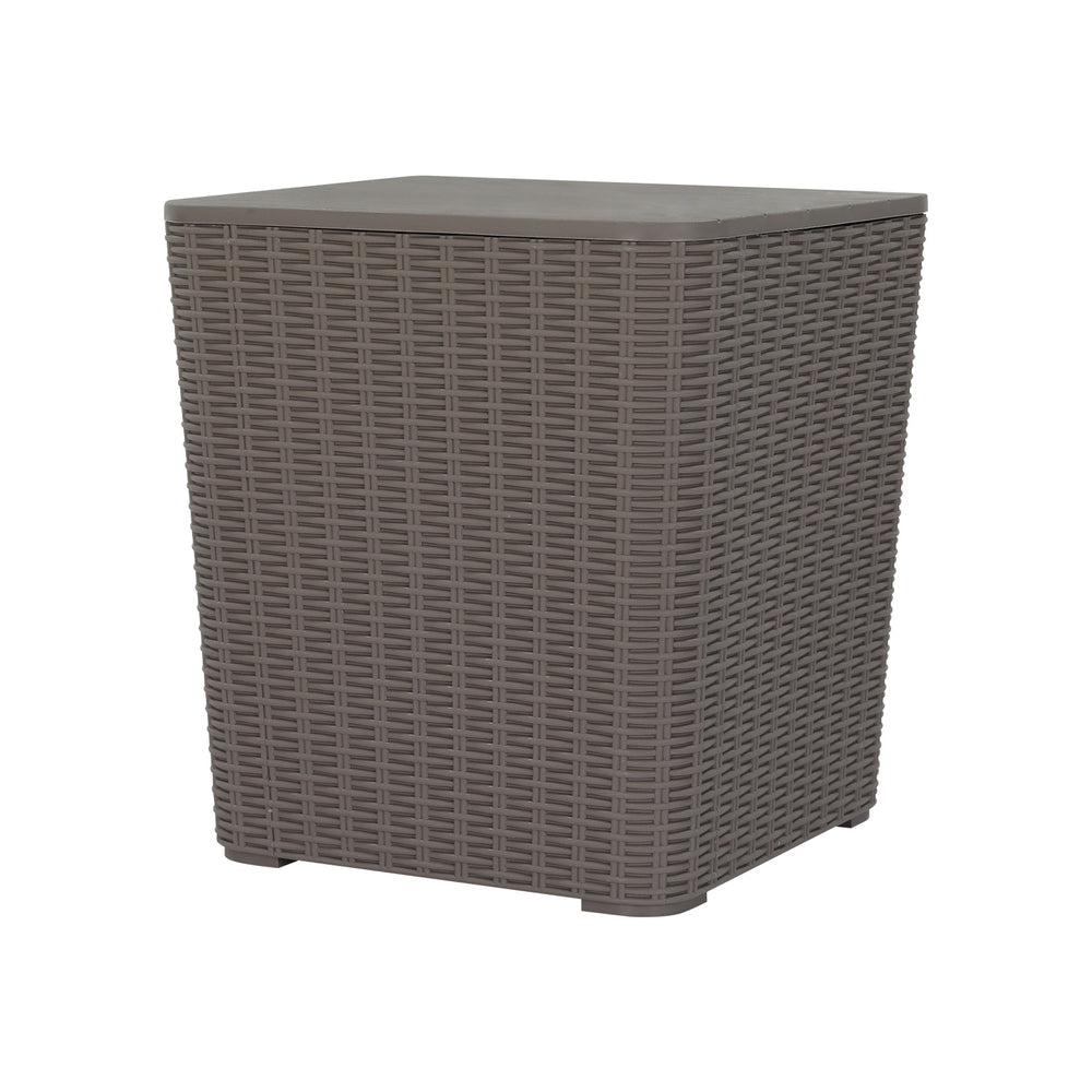 Gardeon 43L Outdoor Storage Box Brown Woven Design Bench/Table