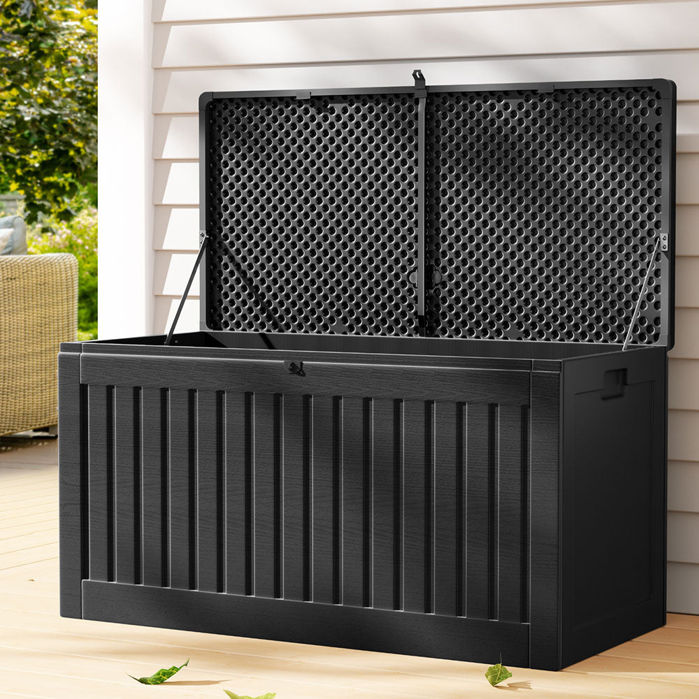Gardeon 270L Outdoor Storage Box Lockable Garden Bench Black