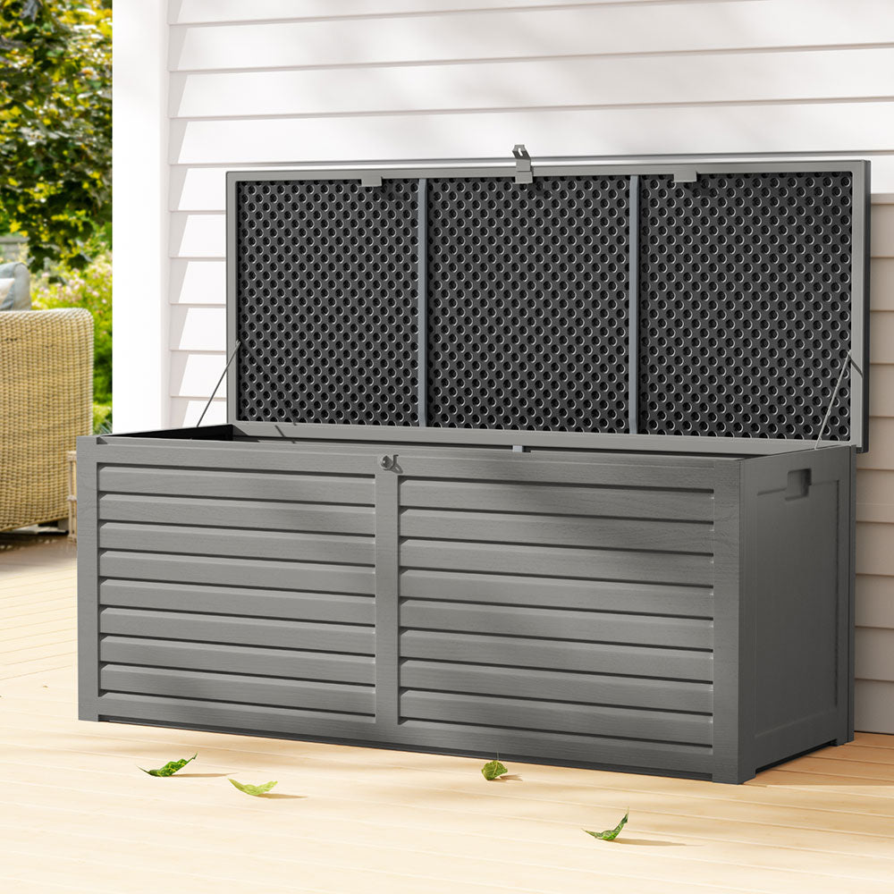 Gardeon Outdoor Storage Box 390L Lockable Garden Bench Black