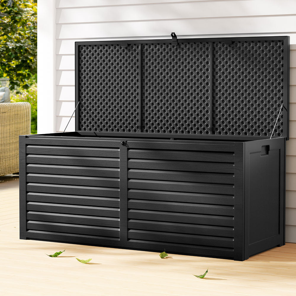 Gardeon Outdoor Storage Box 490L Lockable Garden Bench Black