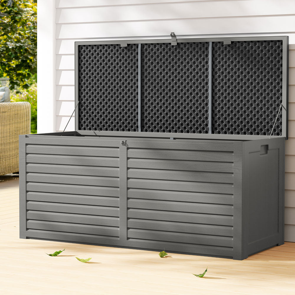 Gardeon 490L Outdoor Storage Box Lockable Garden Bench Black