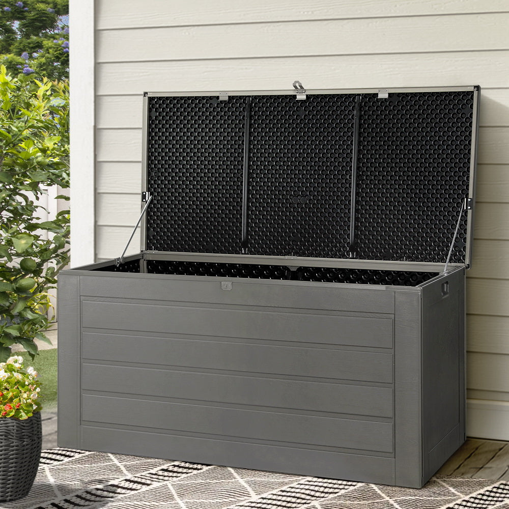 Gardeon 680L Outdoor Storage Box Lockable Garden Bench Black