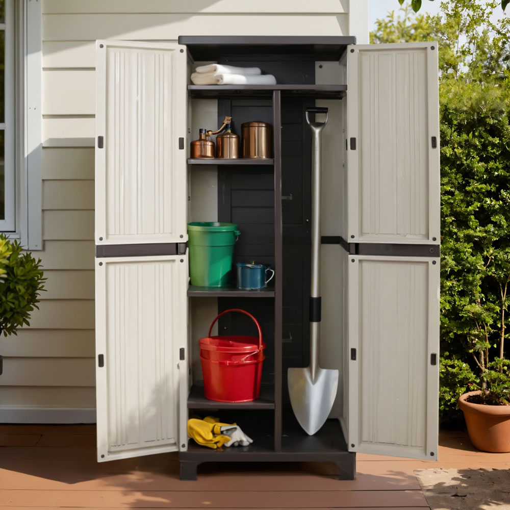 Gardeon Outdoor Storage Cabinet 173cm Lockable Beige