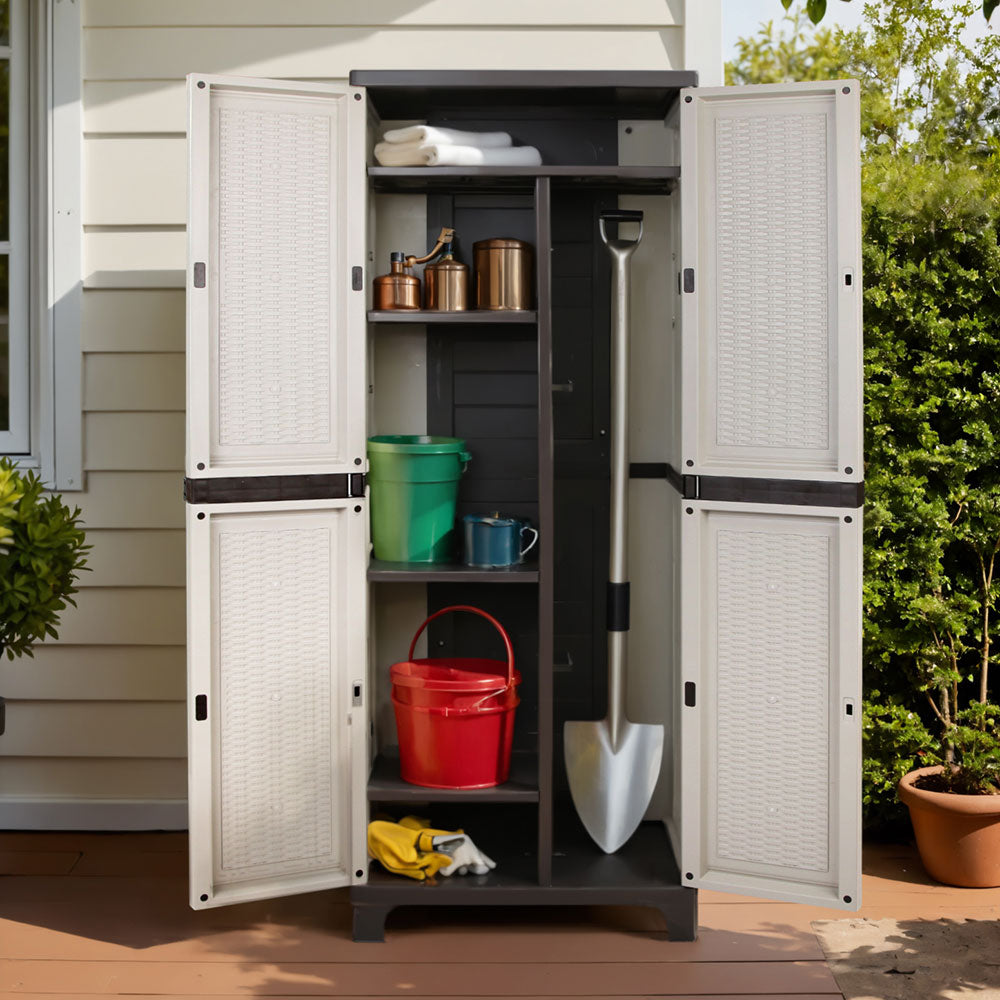 Gardeon Outdoor Storage Cabinet 173cm Lockable Beige