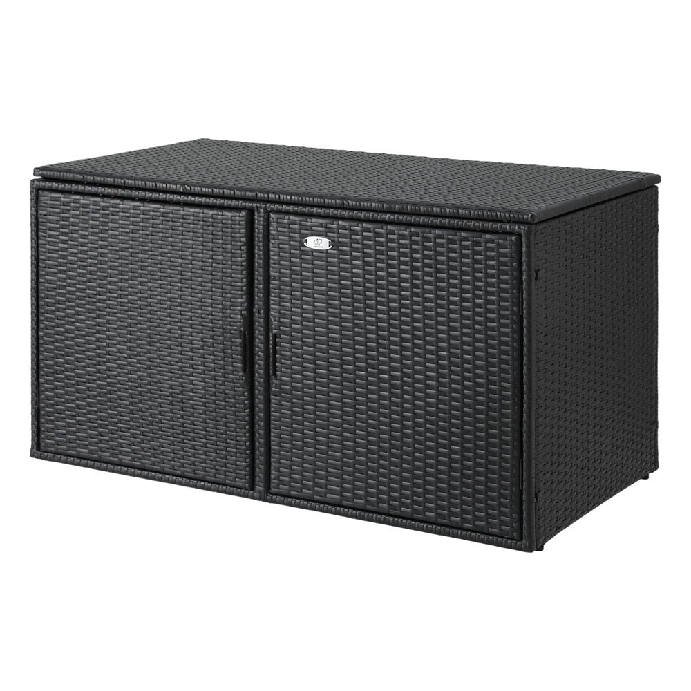 Gardeon Wicker Outdoor Storage Cabinet 333L Black