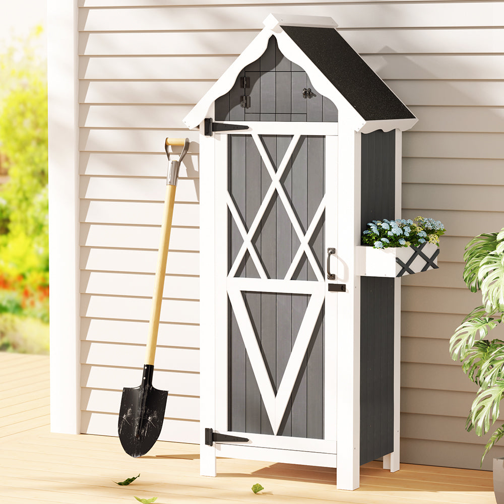 Gardeon Outdoor Wooden Storage Cabinet Shed with Shelves
