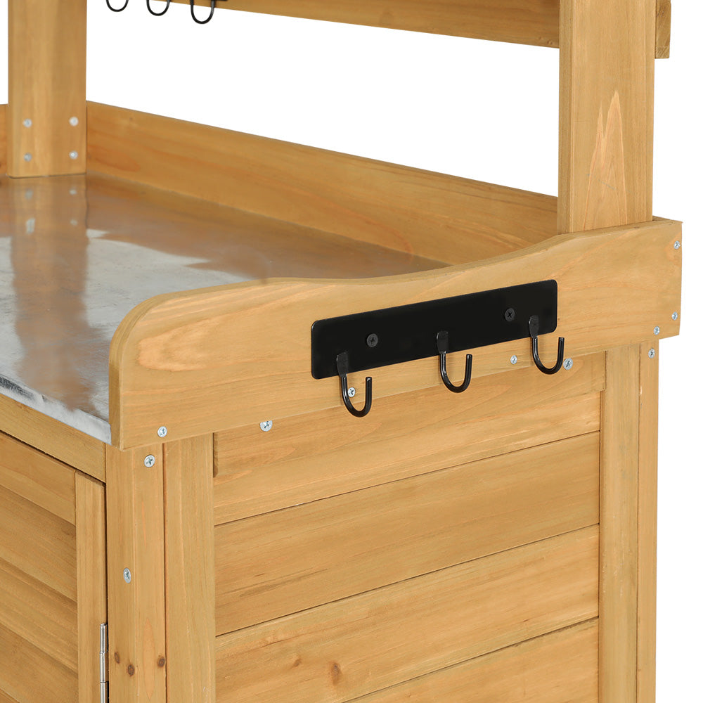 Gardeon Outdoor Potting Bench Storage Cabinet Natural Fir