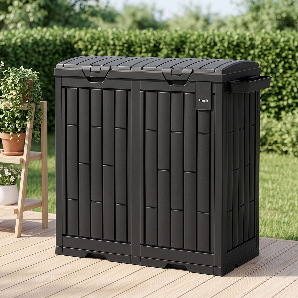 Gardeon Outdoor Trash Can Dual Compartment 220L Black