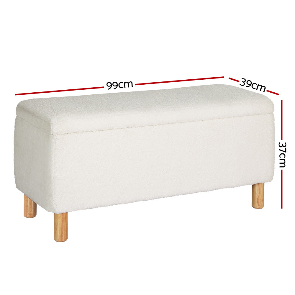 Teddy 99cm Storage Ottoman Blanket Box White