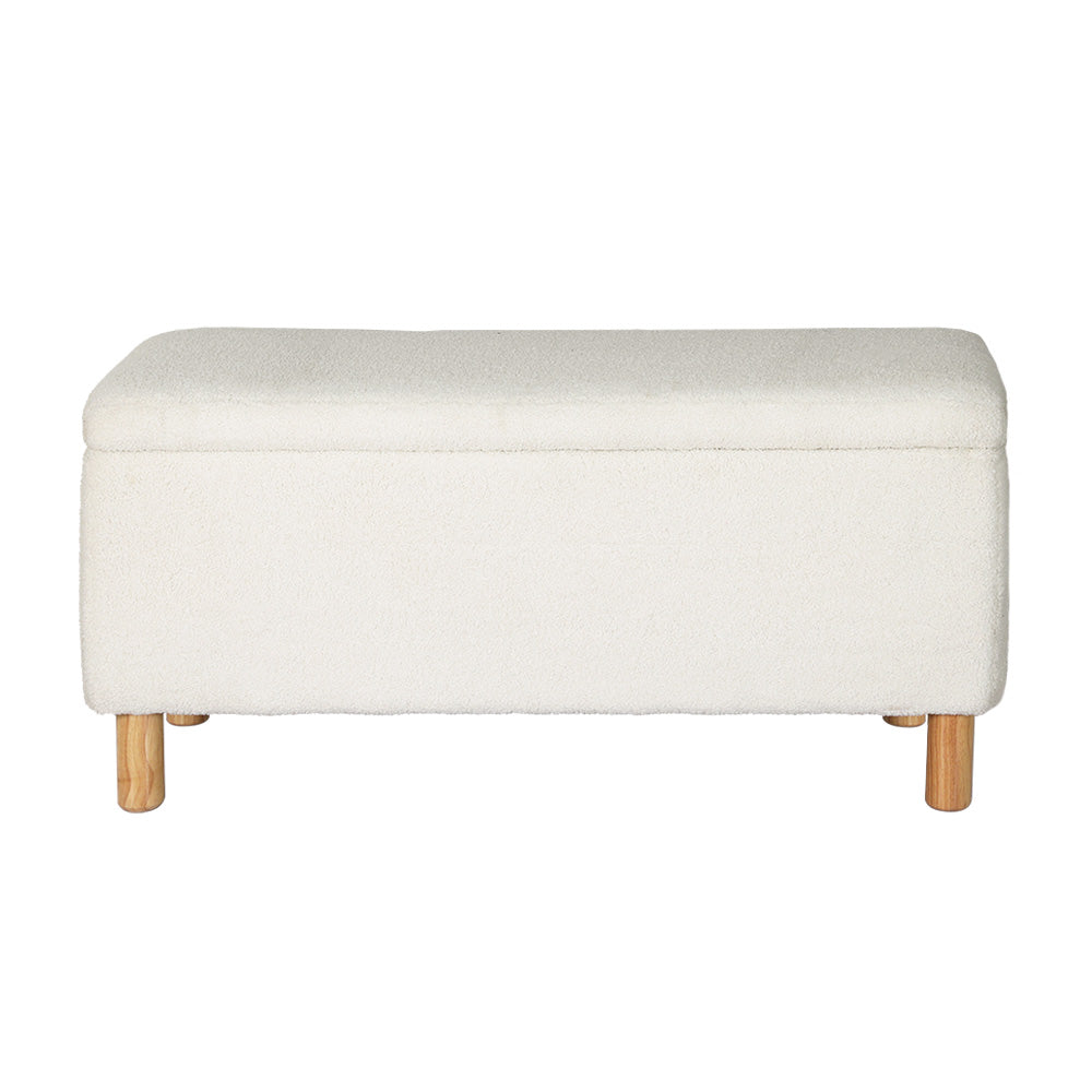 Teddy 99cm Storage Ottoman Blanket Box White