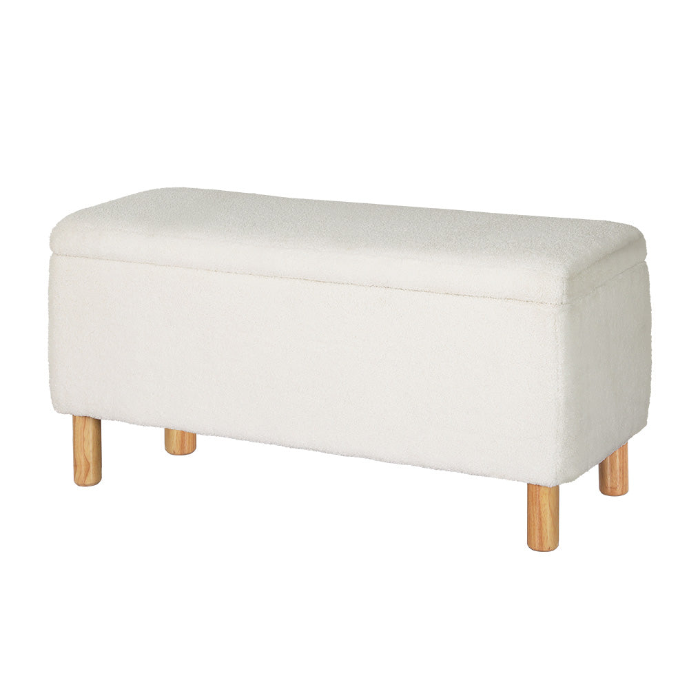 Teddy 99cm Storage Ottoman Blanket Box White