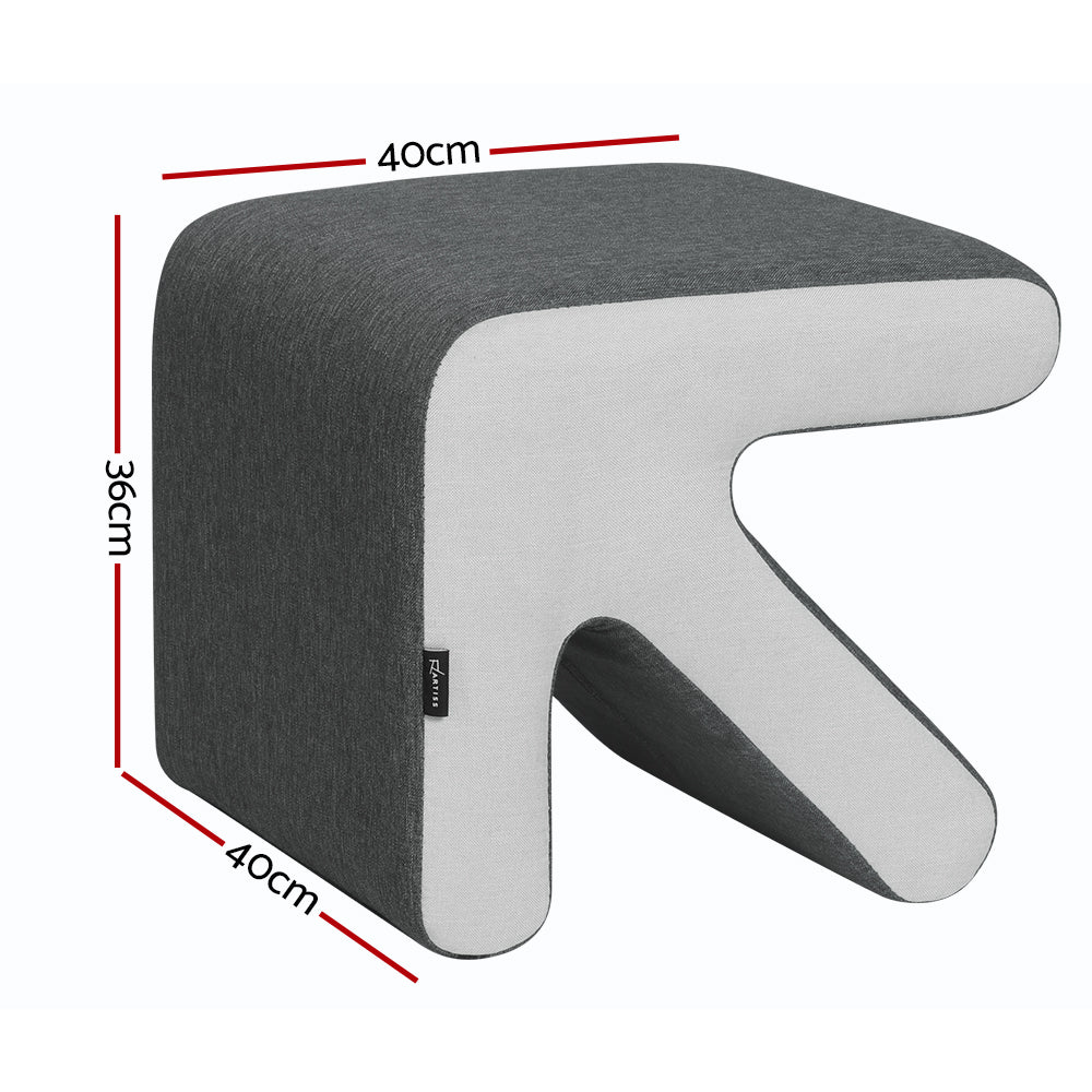Arrow Ottoman Footstool Linen Grey