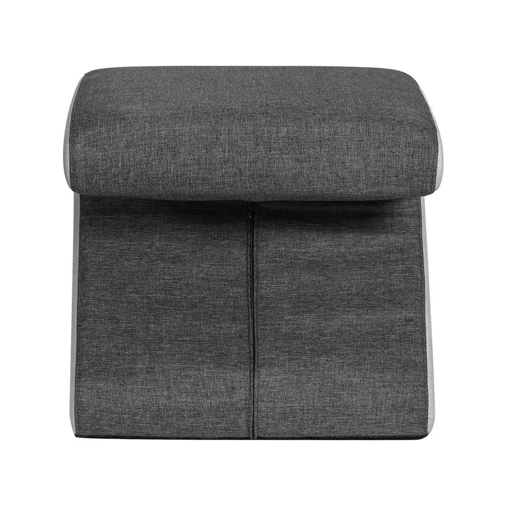 Arrow Ottoman Footstool Linen Grey