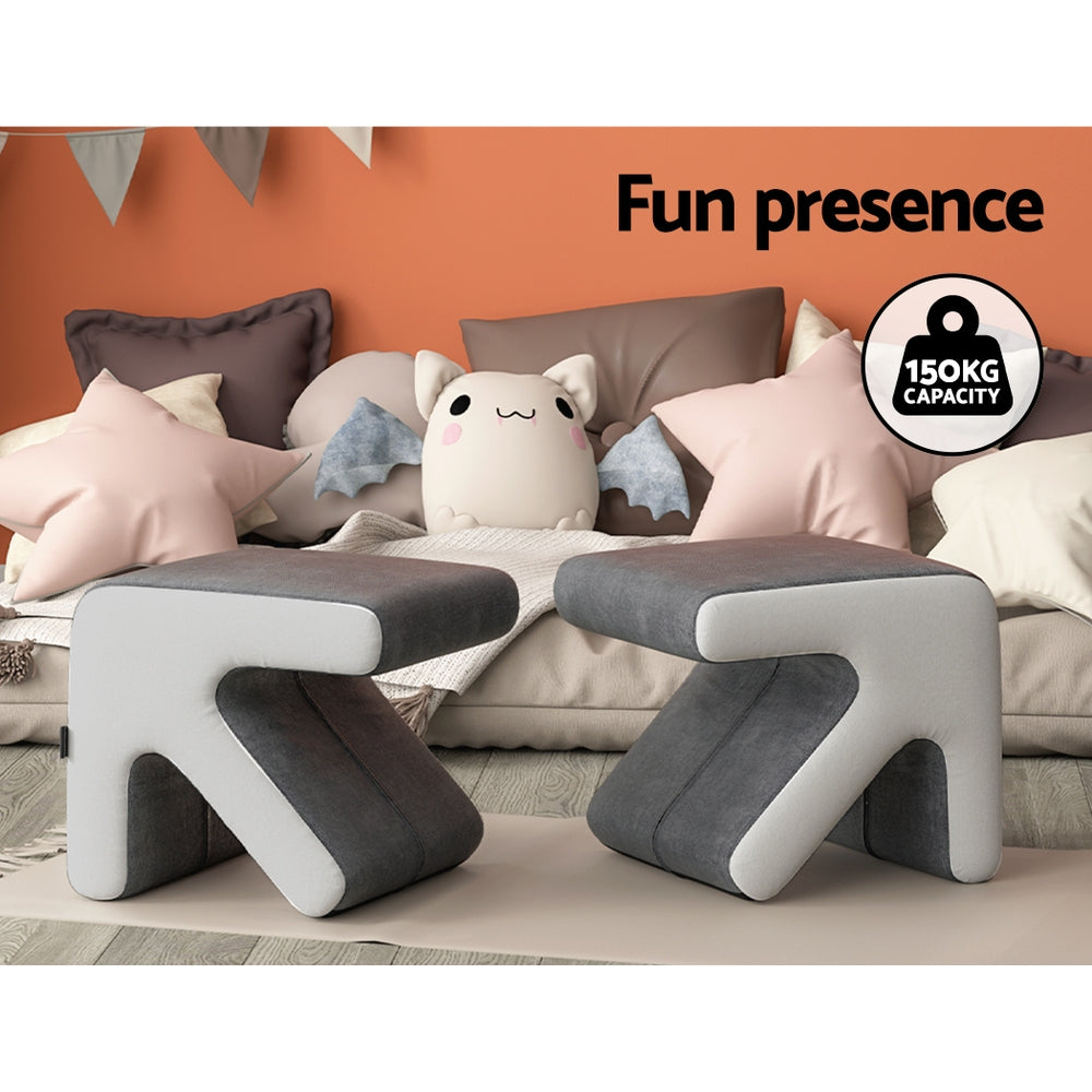 Arrow Ottoman Footstool Linen Grey