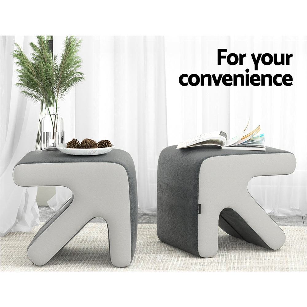 Arrow Ottoman Footstool Linen Grey
