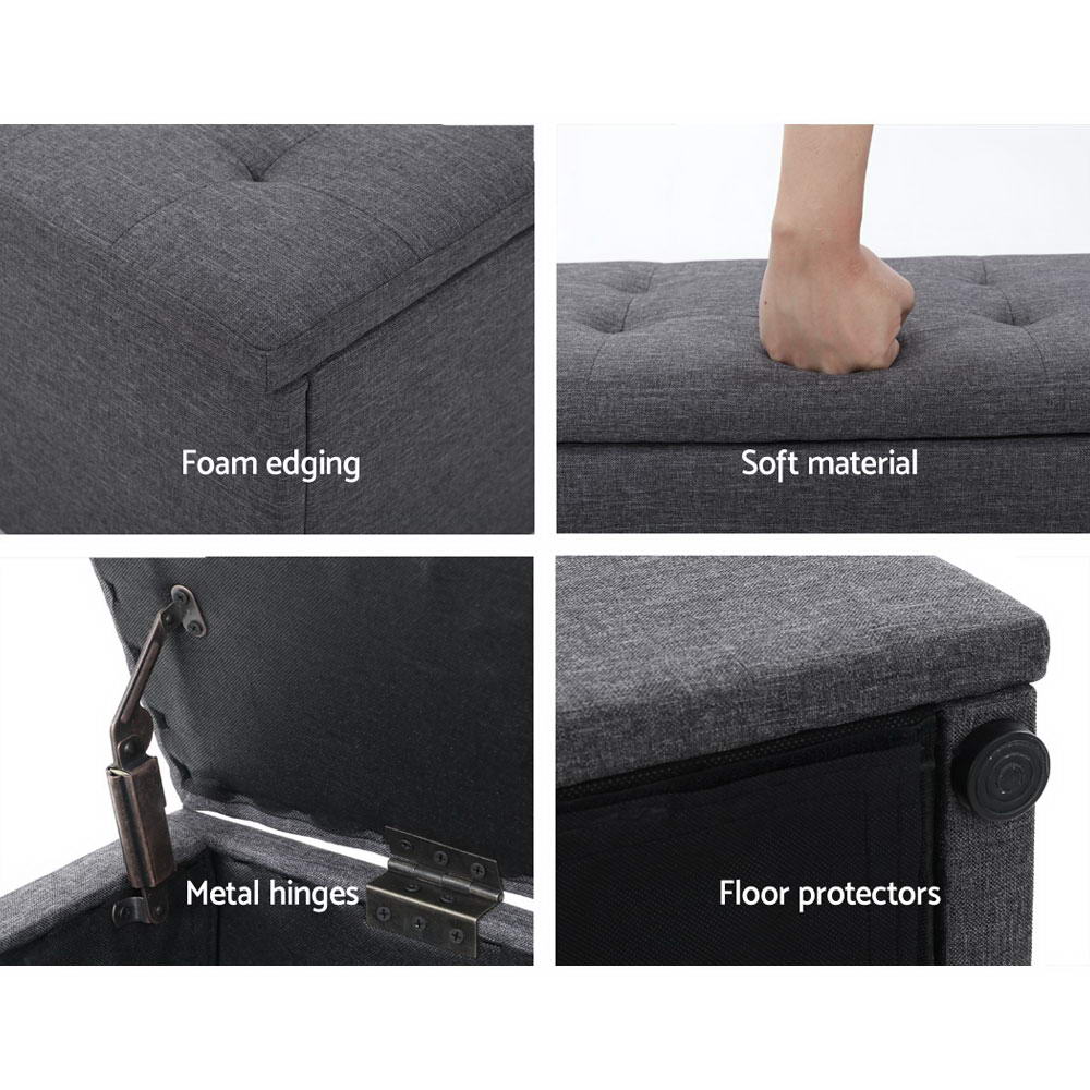 Artiss 140cm Storage Ottoman Blanket Box Dark Grey Linen