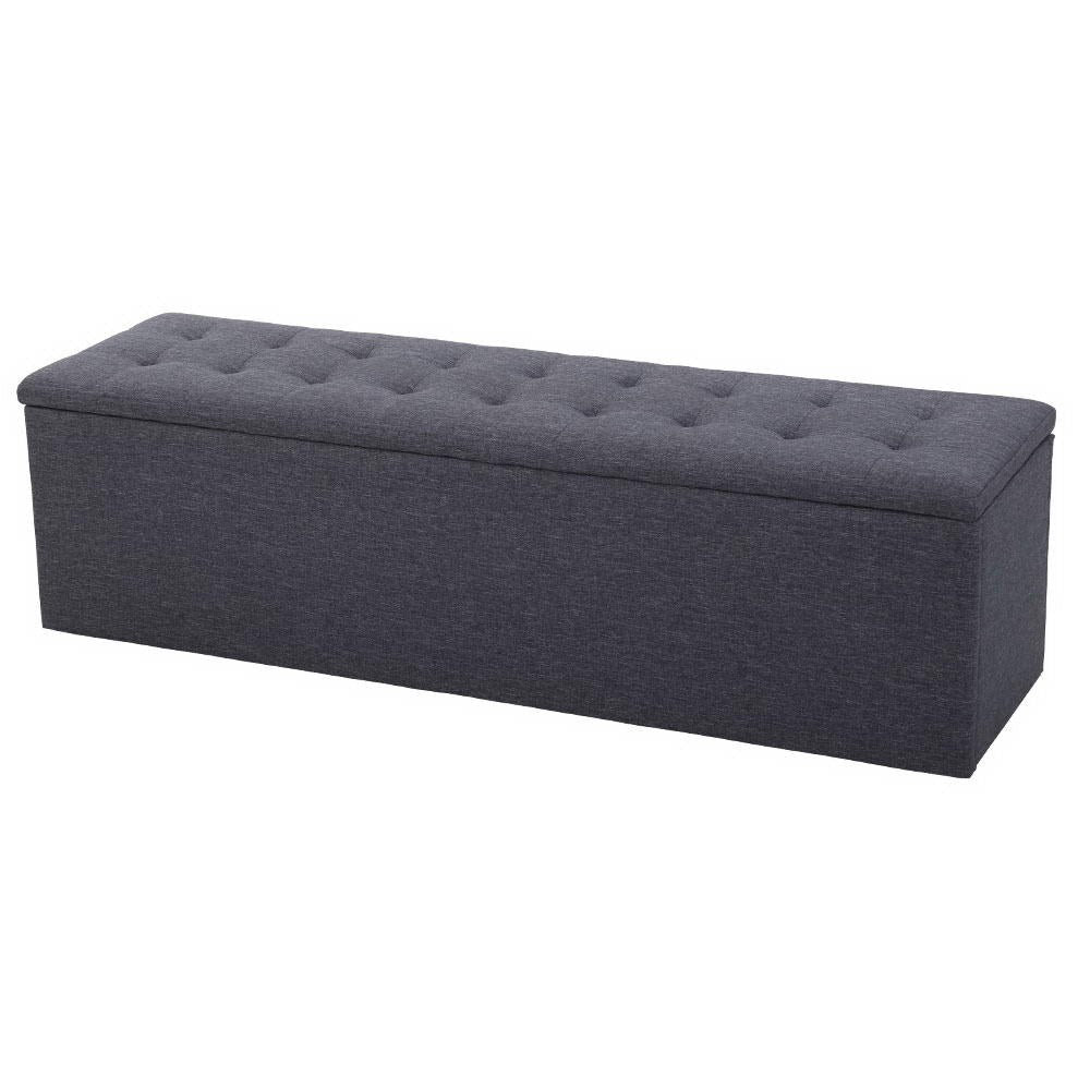 Artiss 140cm Storage Ottoman Blanket Box Dark Grey Linen