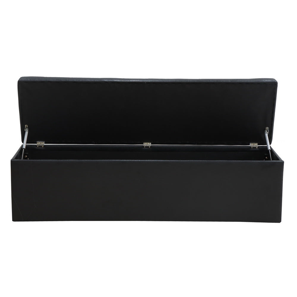 Artiss 140cm Leather Storage Ottoman Blanket Box Black