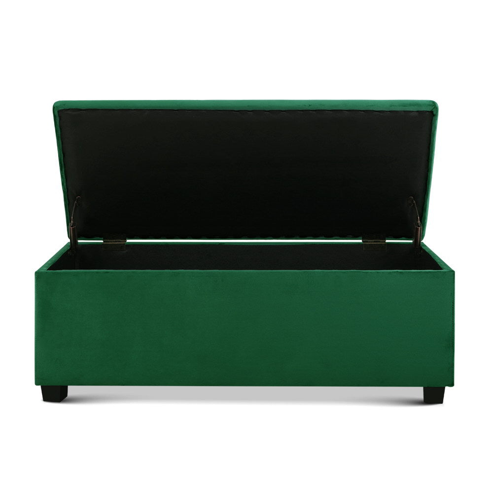 Artiss 97cm Velvet Storage Ottoman Blanket Box Green