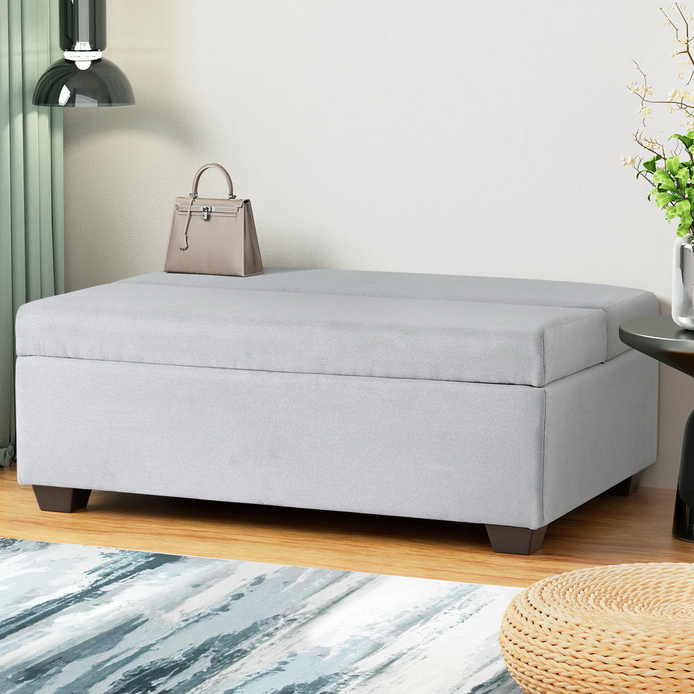 Artiss 112cm Foldable Ottoman Storage Sofa Bed Grey