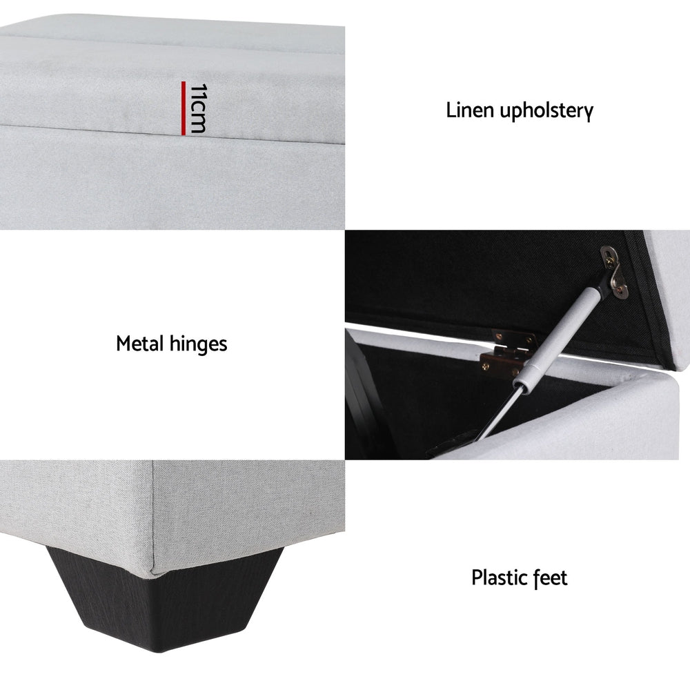 Artiss 112cm Foldable Ottoman Storage Sofa Bed Grey
