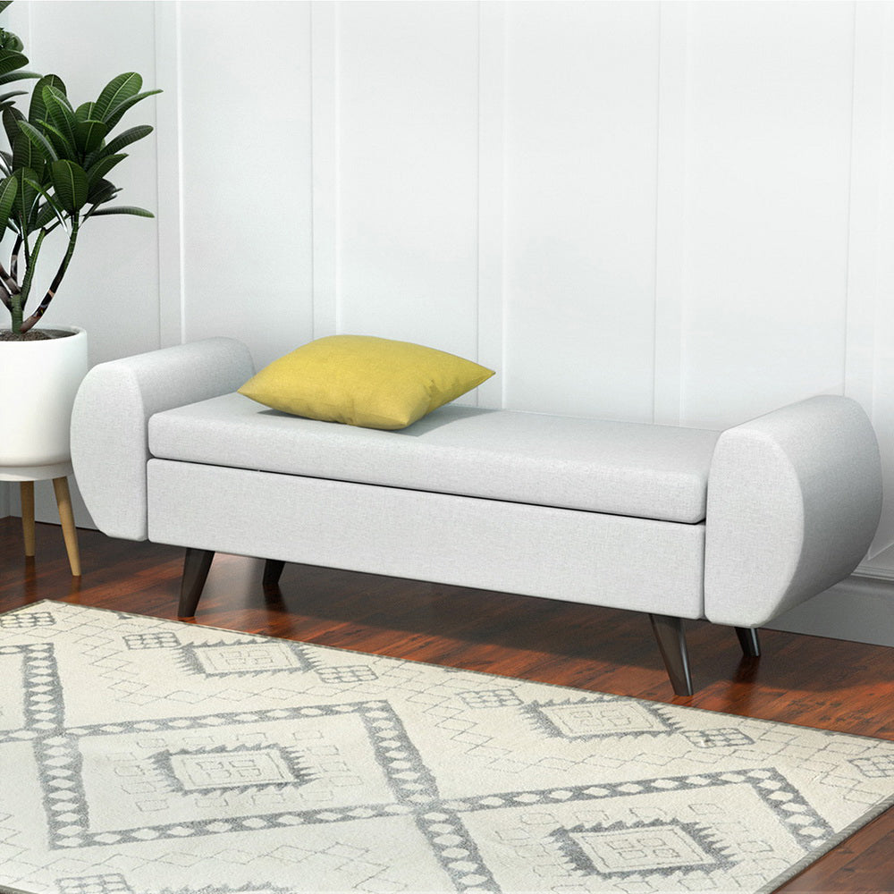 Artiss 140cm Storage Ottoman Blanket Box Armrest Grey