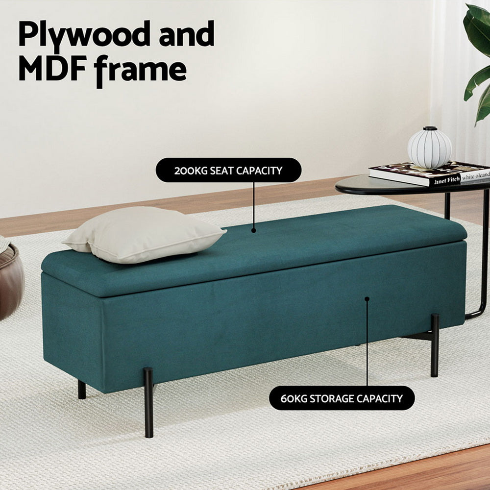 Artiss 140cm Velvet Storage Ottoman Blanket Box Green