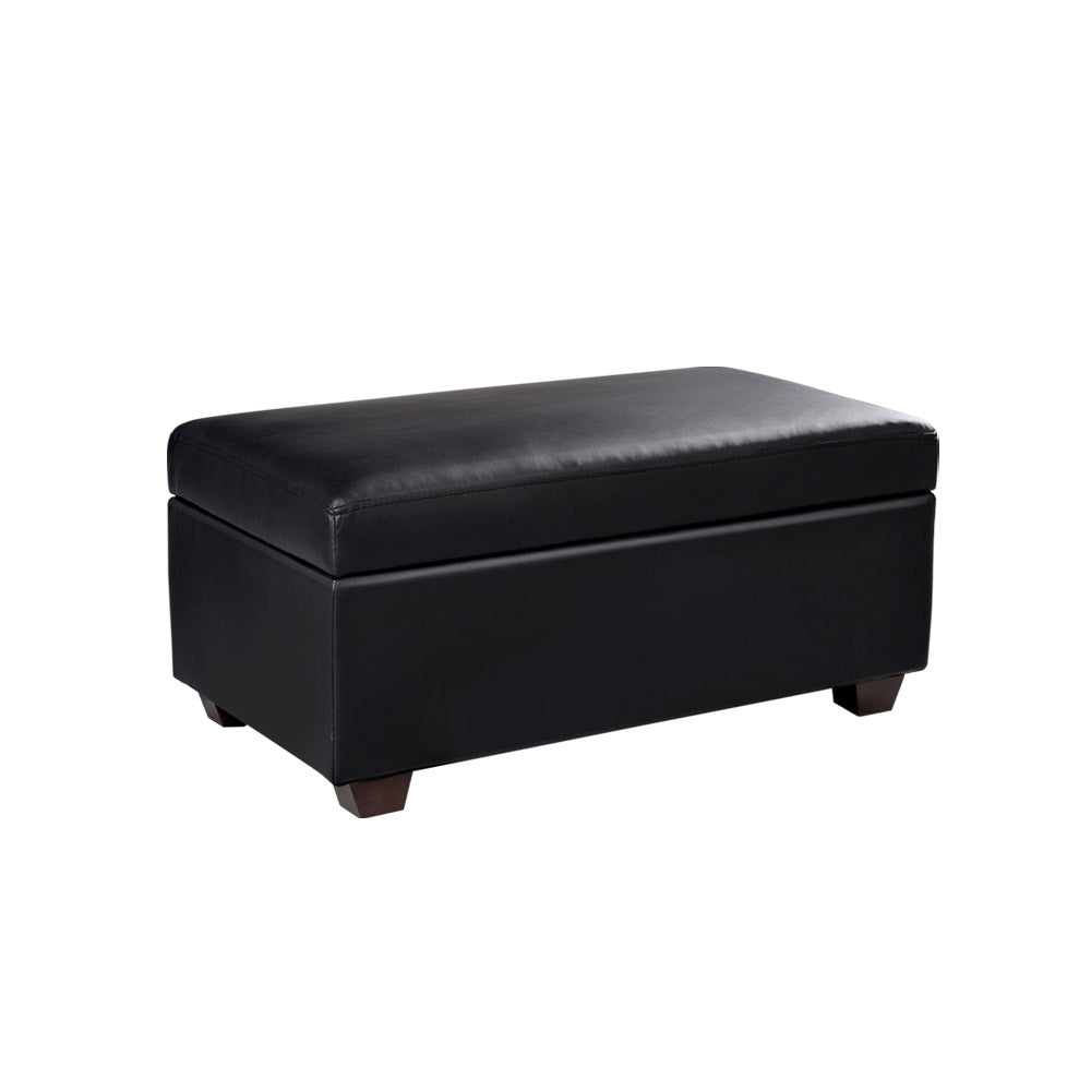 Artiss 80cm Leather Storage Ottoman Blanket Box Black