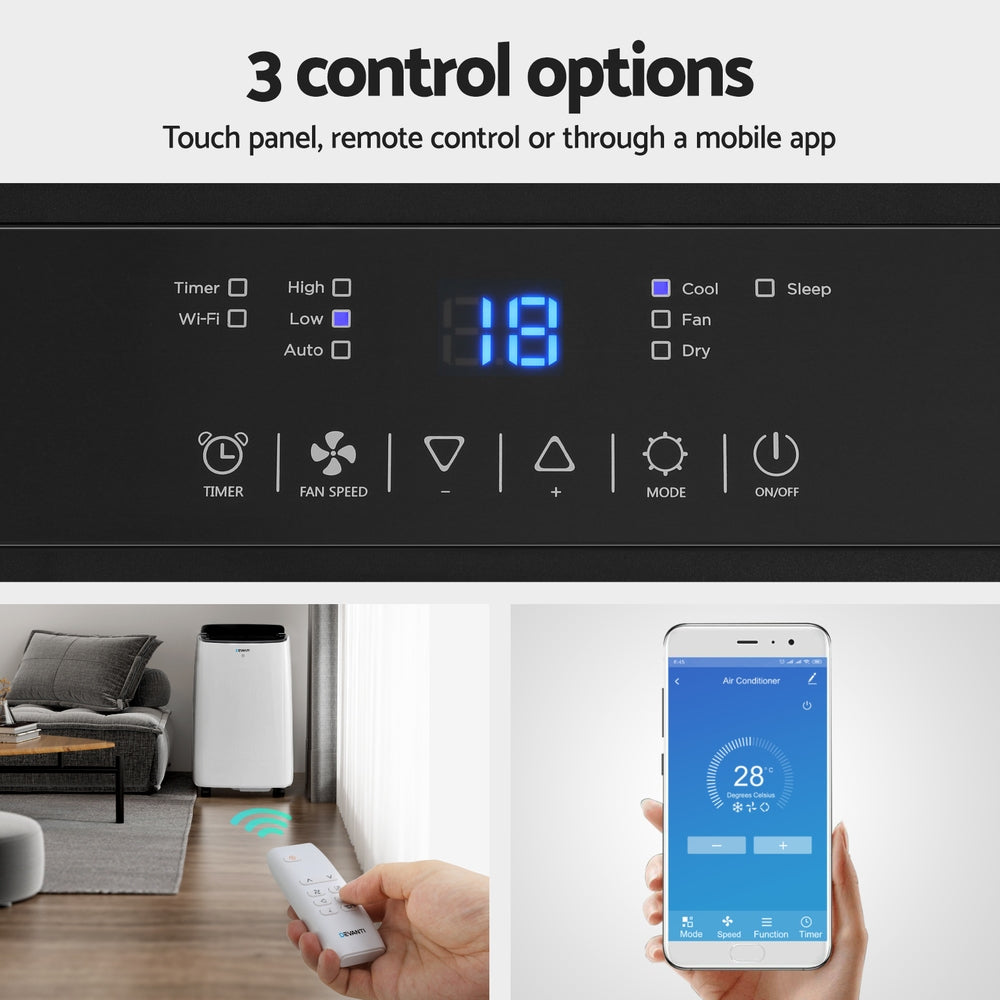 Devanti 7000BTU Portable Air Conditioner WiFi Control White