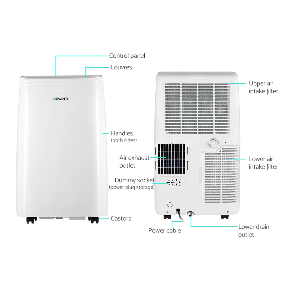 Devanti 12000BTU Portable Air Conditioner 3-in-1 White