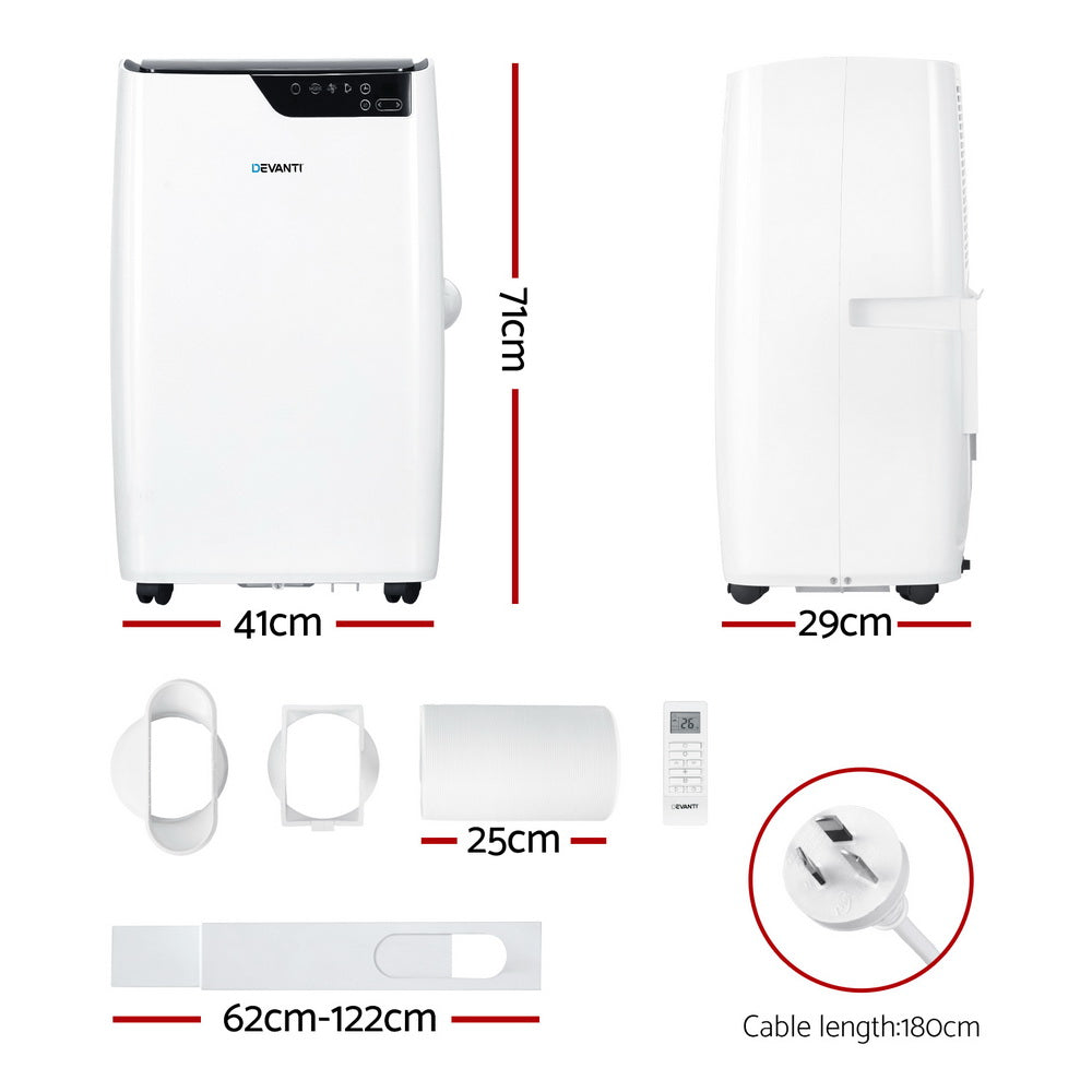Devanti 12000BTU Portable Air Conditioner Dehumidifier Fan White