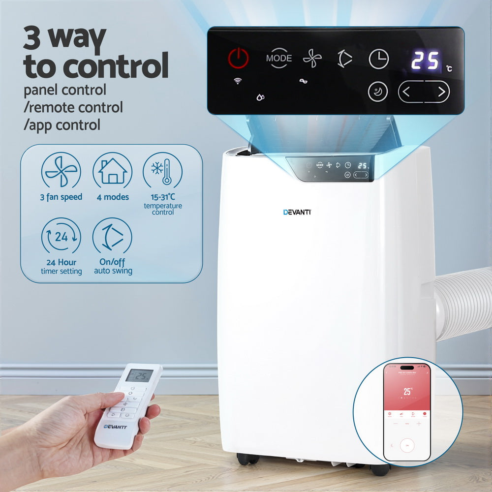 Devanti 12000BTU Portable Air Conditioner Dehumidifier Fan White