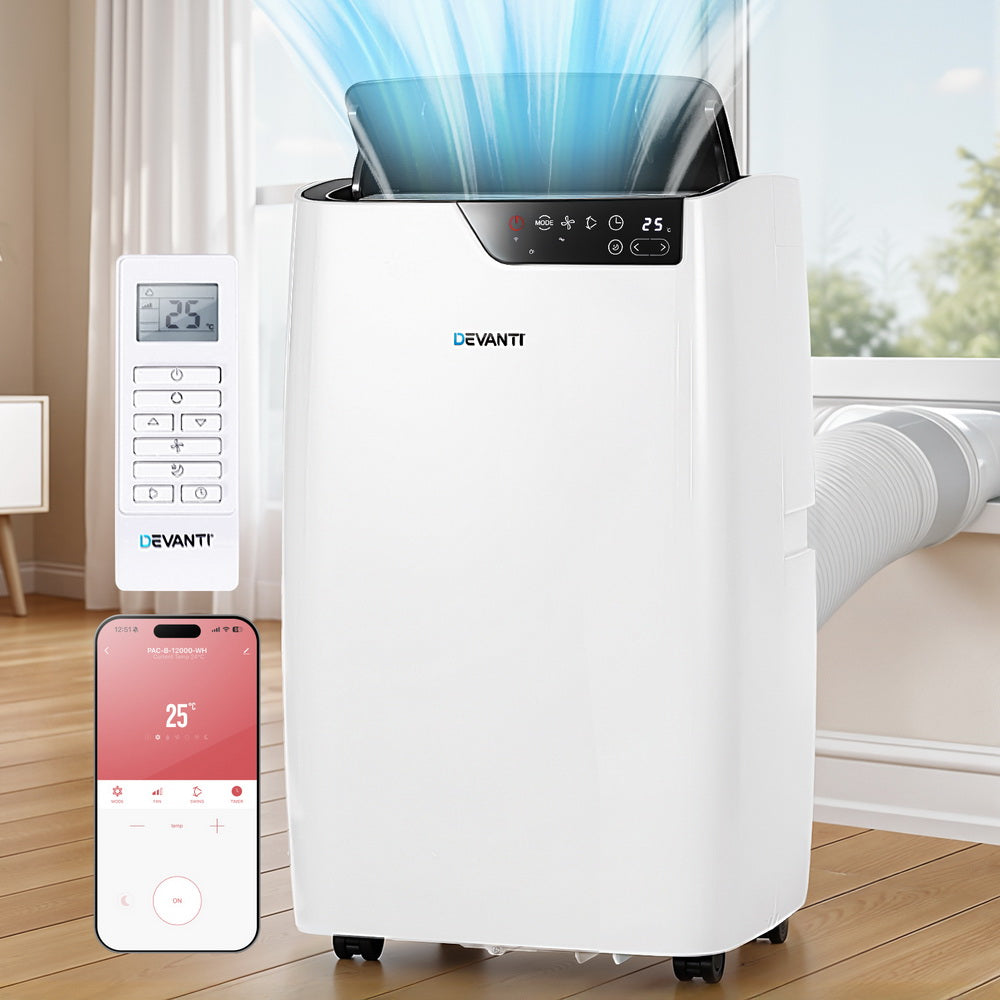 Devanti 12000BTU Portable Air Conditioner Dehumidifier Fan White