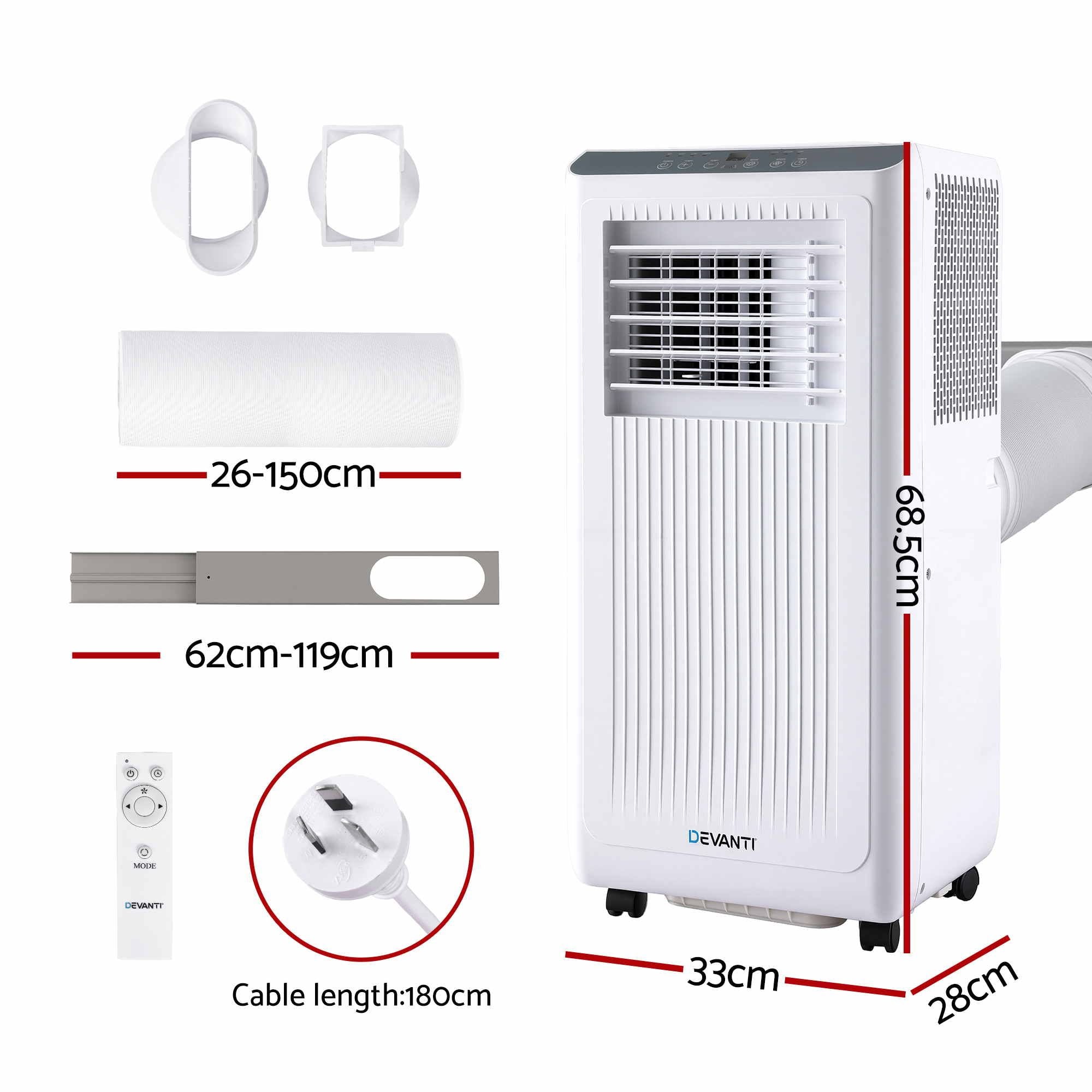 Devanti Portable Air Conditioner 5000 BTU 3-in-1 with Remote Control