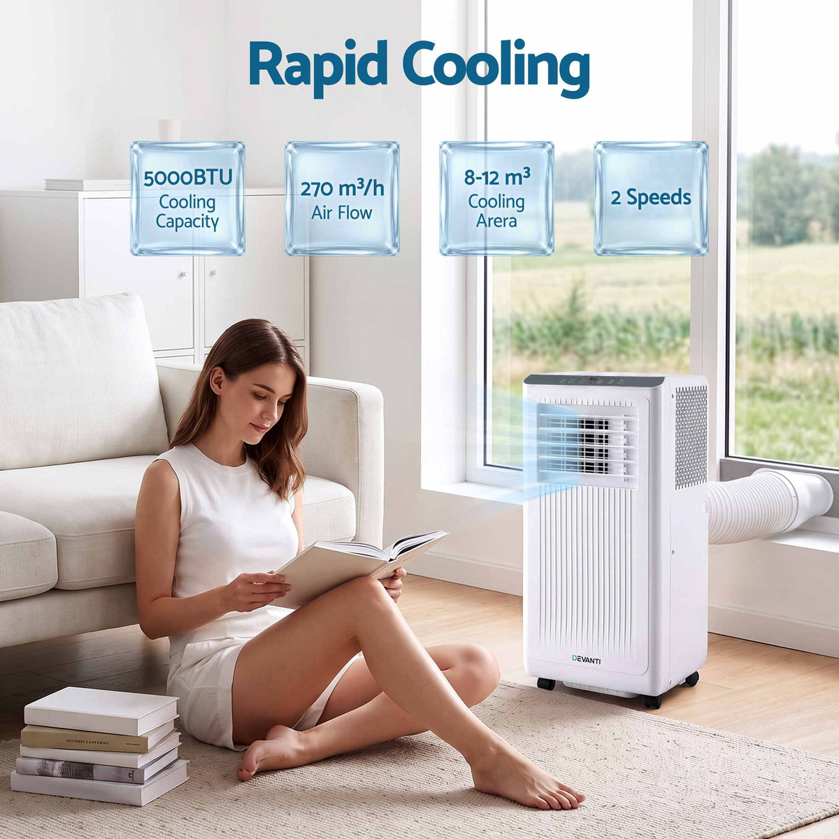 Devanti Portable Air Conditioner 5000 BTU 3-in-1 with Remote Control