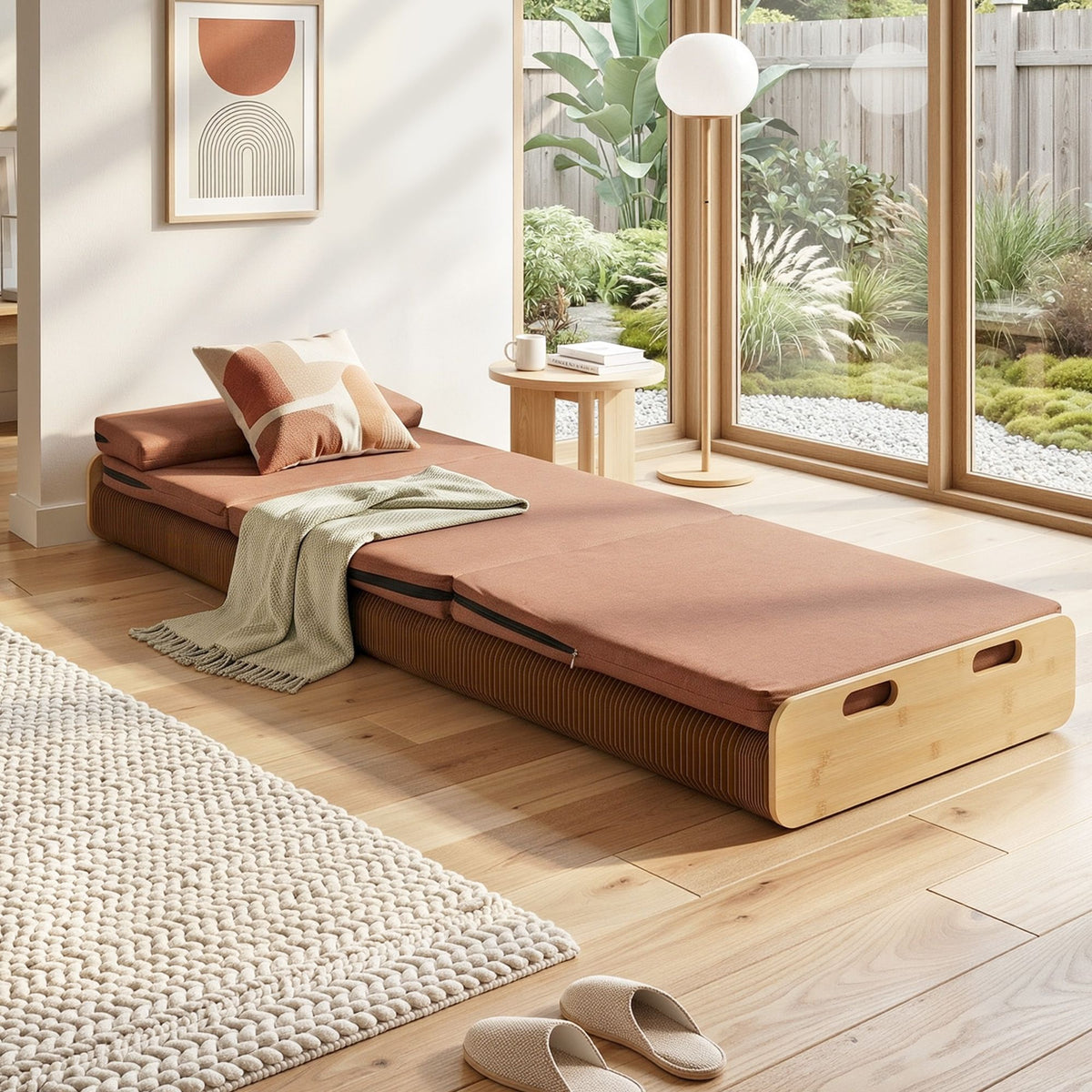 Artiss Folding Kraft Paper Bed Frame with Mattress 300kg 200x60cm