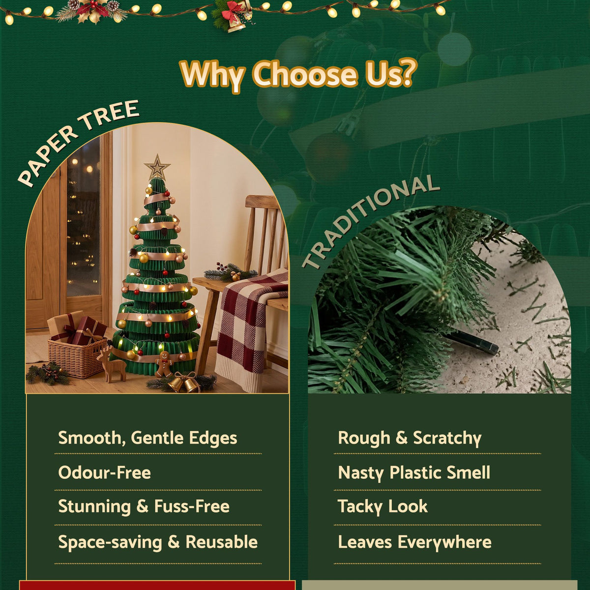 Jingle Jollys 3PCS Christmas Tree Decoration with Lights Foldable Easy Setup Tree
