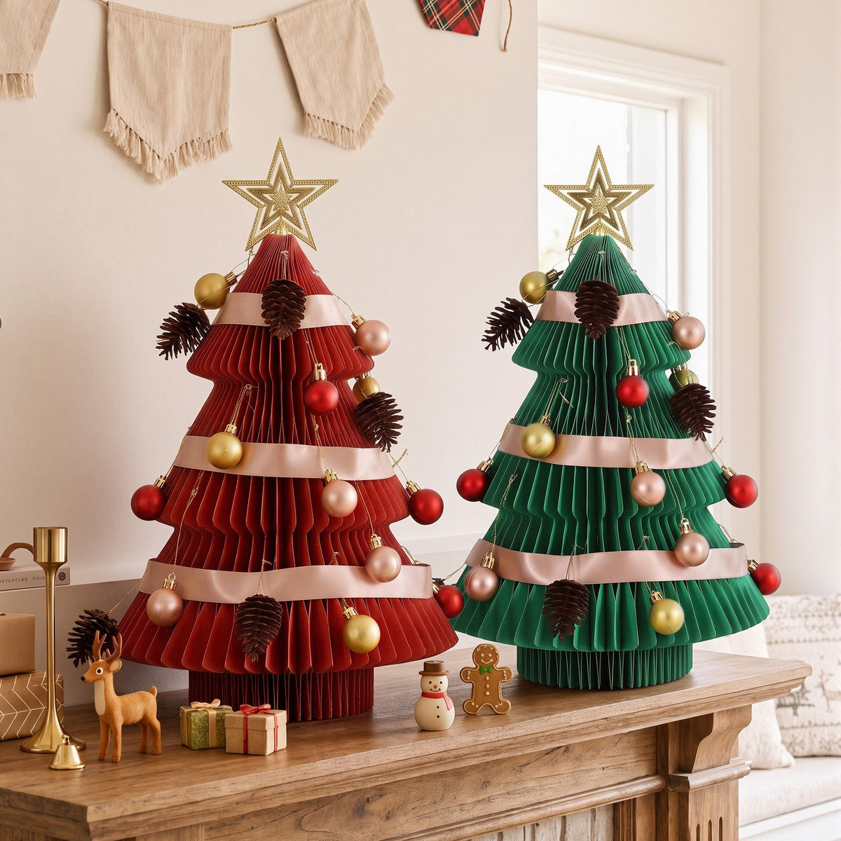 Jingle Jollys Folding Paper Christmas Tree 47cm Red&Green