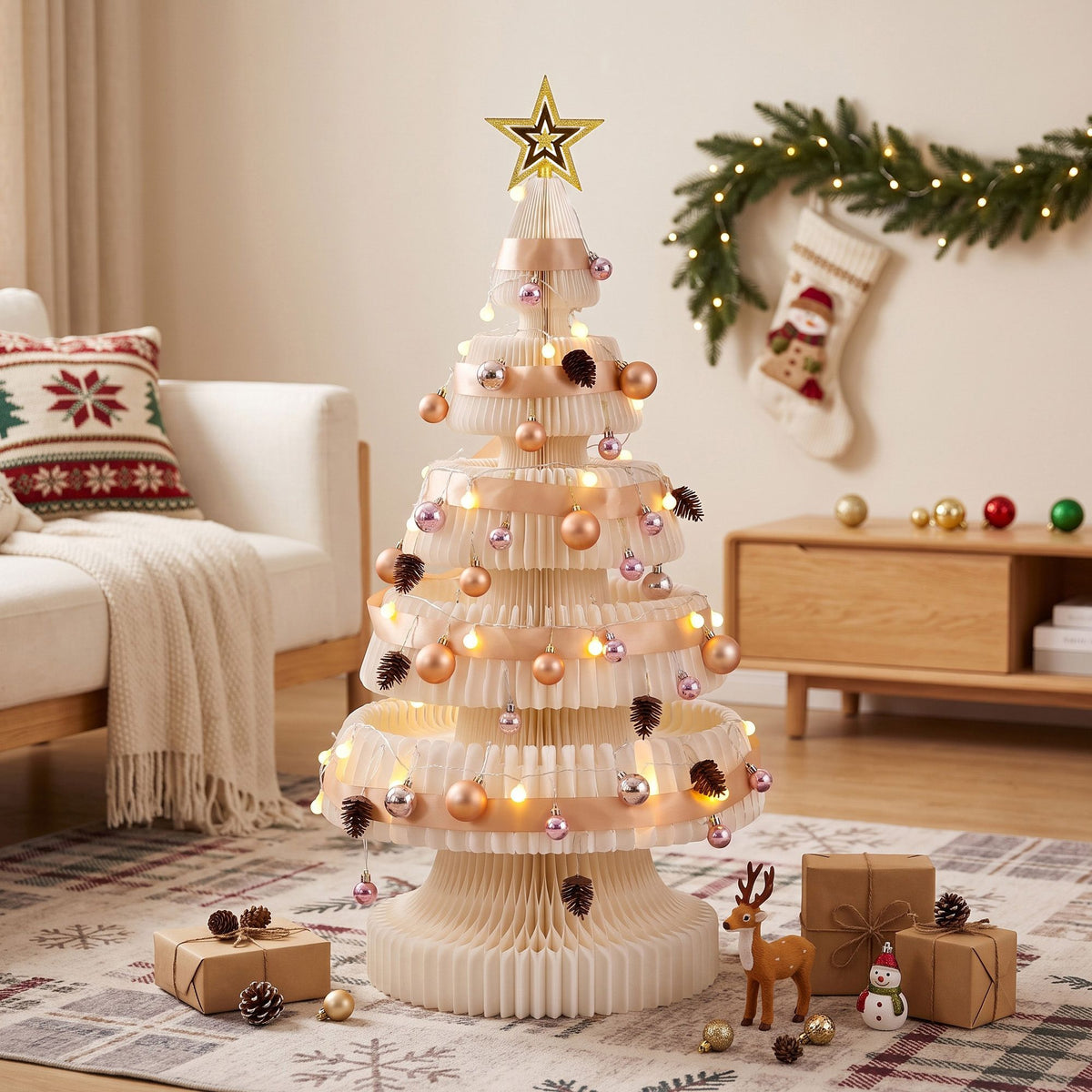 Jingle Jollys Pop-Up Christmas Tree 114cm Foldable White