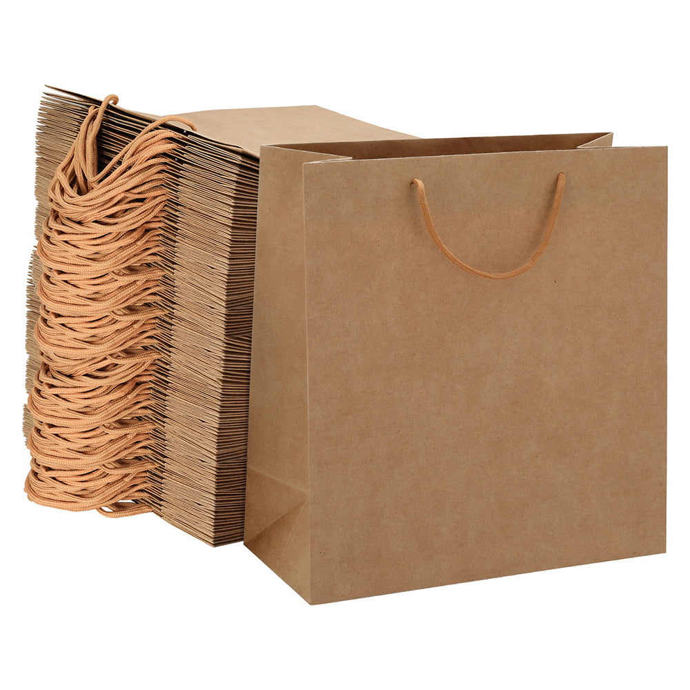 Bulk 100pcs Kraft Paper Bags Brown Reusable Gift Shopping 32x15x34cm