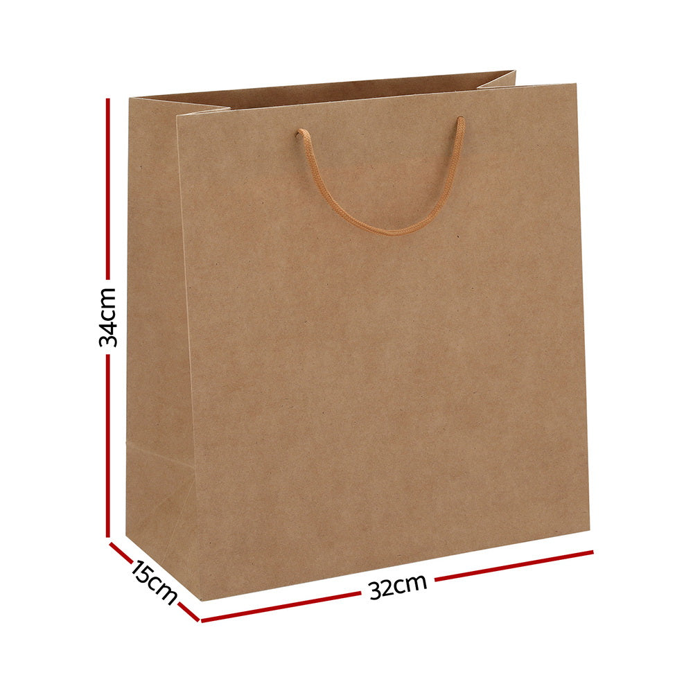 Bulk 100pcs Kraft Paper Bags Brown Reusable Gift Shopping 32x15x34cm