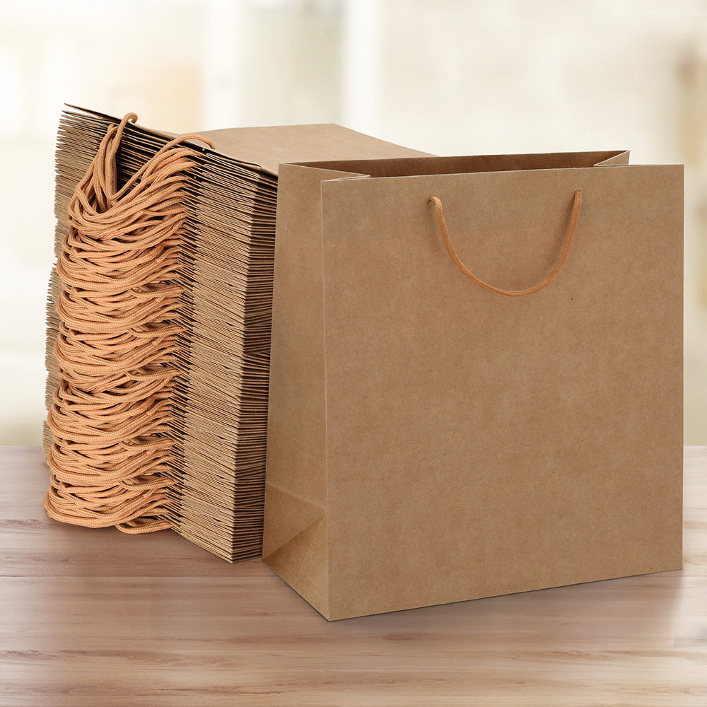 Bulk 100pcs Kraft Paper Bags Brown Reusable Gift Shopping 32x15x34cm