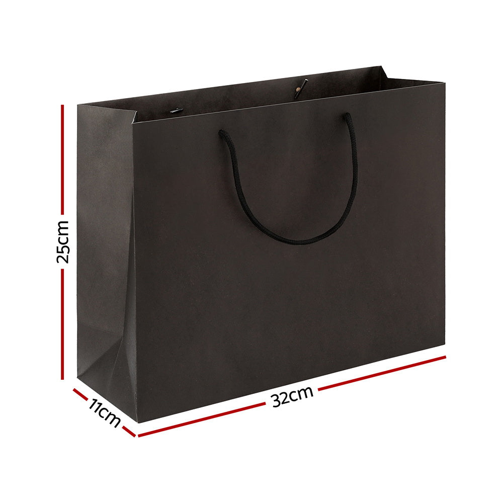 Bulk 50pcs Black Kraft Paper Gift Bags Reusable Fabric Handles
