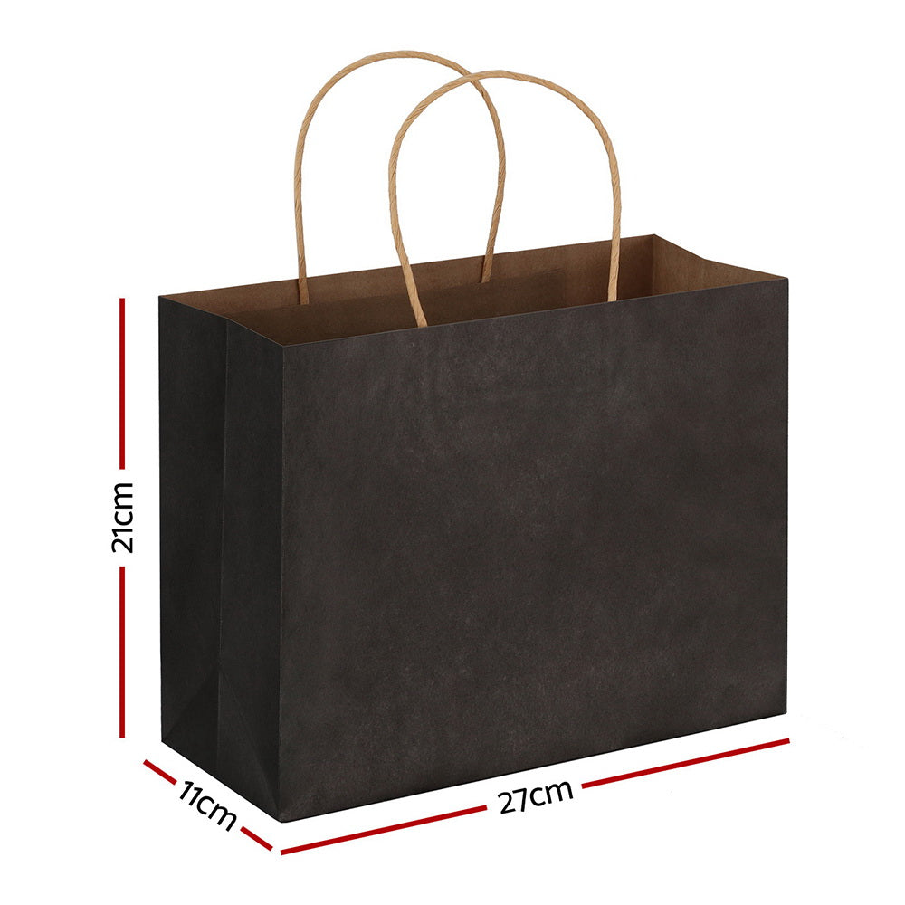 Bulk 50pcs Black Kraft Paper Gift Bags Reusable Soft Handle