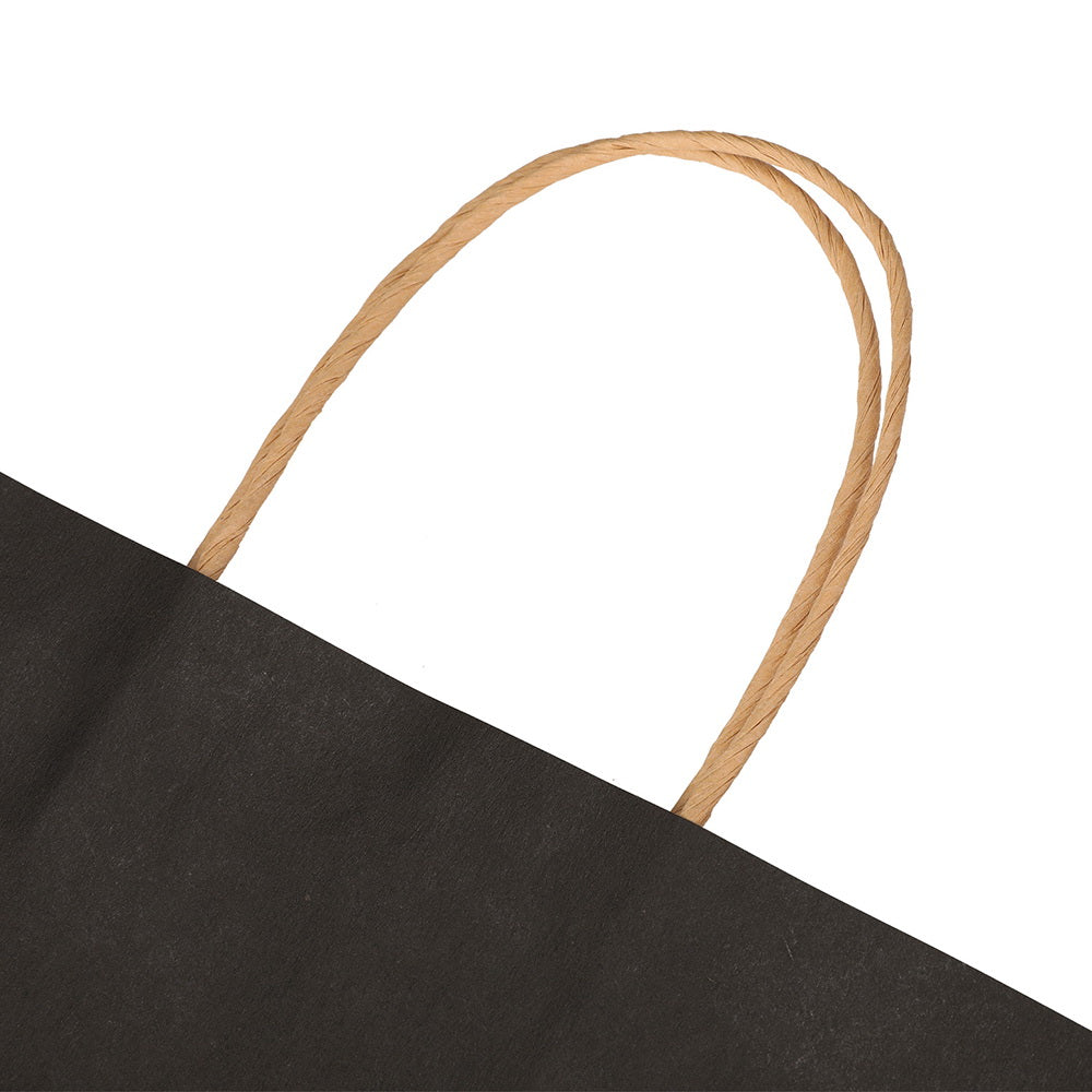 Bulk 50pcs Black Kraft Paper Gift Bags Reusable Soft Handle