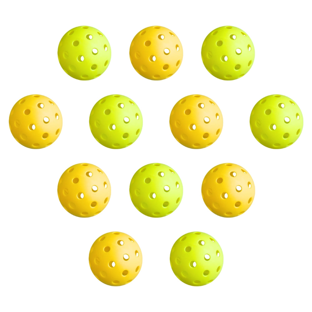 Everfit 12PC Pickleballs 40-Hole Indoor Outdoor Durable PE Green/Yellow