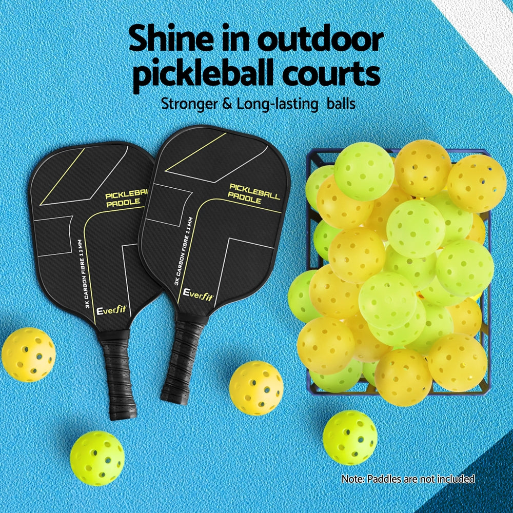 Everfit 12PC Pickleballs 40-Hole Indoor Outdoor Durable PE Green/Yellow