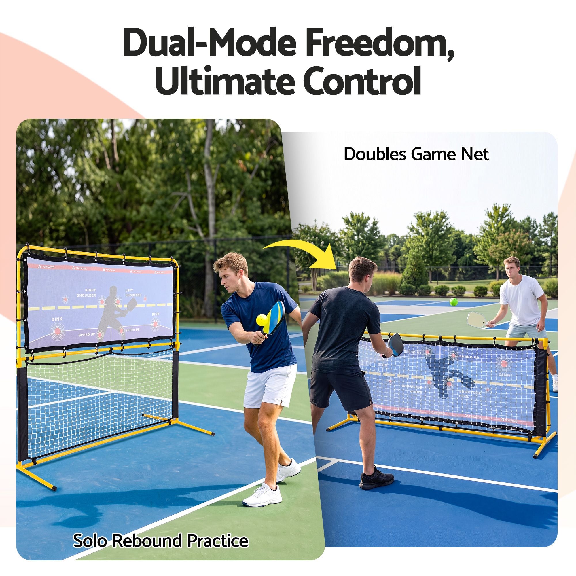 Everfit Pickleball Net Rebounder Portable Training Practice 6FT Black Yellow